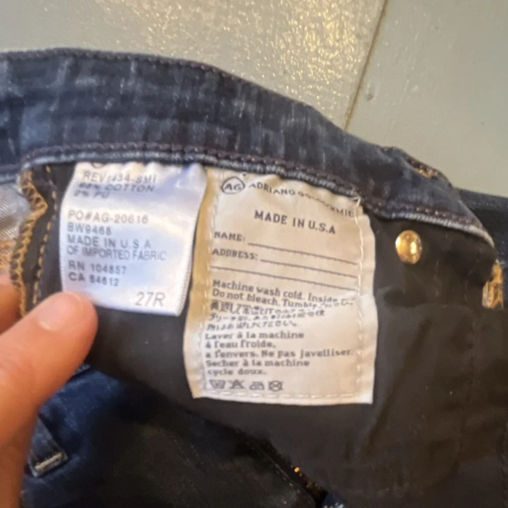 AG Prima Jeans 27R Mid Rise Cigarette Dark Wash USA Made Adriano‎ Goldschmied